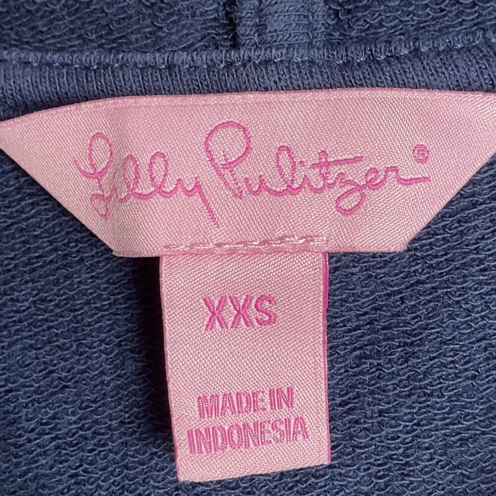 Lilly Pulitzer Skipper Hooded Popover Dress Three Quarter Zip Navy Blue XXS - Picture 7 of 12
